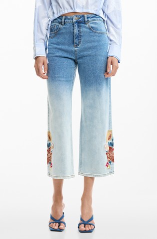 Culotte jeans hlače s vezovima