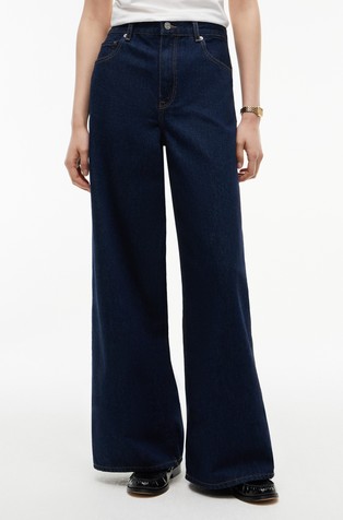 Jeans hlače s visokim strukom i širokim nogavicama