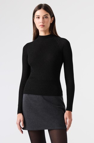 3D pleten pulover s povišenim ovratnikom i svjetlucavim vlaknima