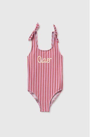 Striped one-piece swimsuit with lurex