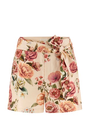 Kratke hlače od mješavine lana s trakom za vezanje