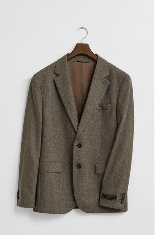 Slim fit flanelski sako s uzorkom riblje kosti