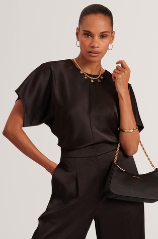 Satenska bluza sa širokim rukavima