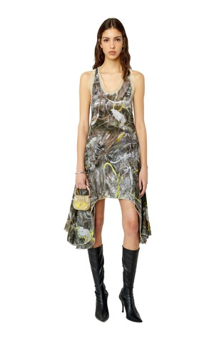 Jersey haljina s uzorkom i mrežastim obrubom