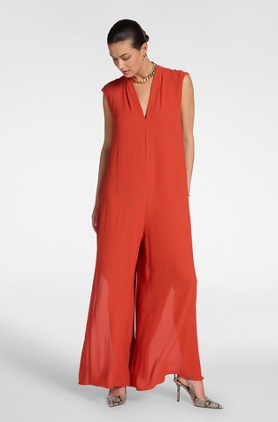 Sleeveless viscose jumpsuit