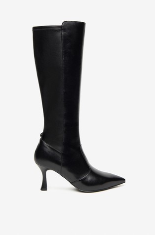 Leather and Technical Fabric Boots With Heel