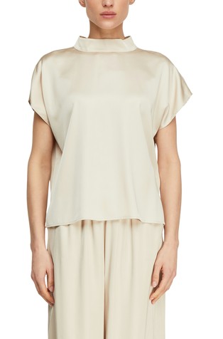 Satenska bluza s visokim ovratnikom