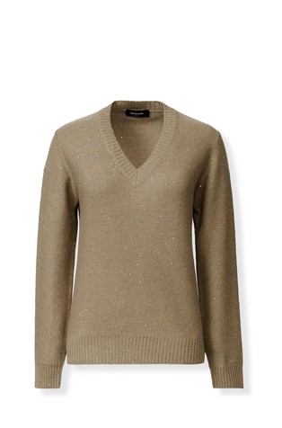 Pleten pulover s V-izrezom i šljokicama