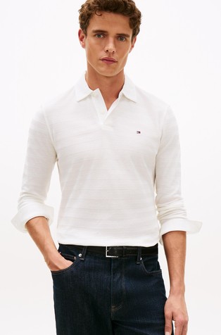 Polo majica dugih rukava sa žakard uzorkom riblje kosti