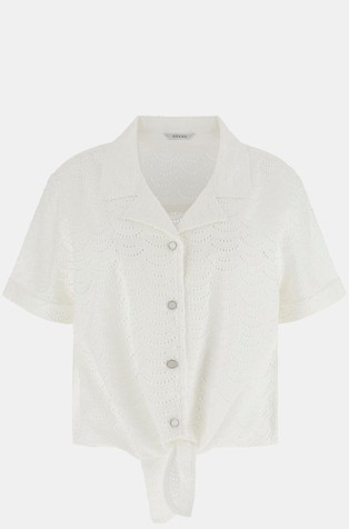Eyelets shirt with bow detail