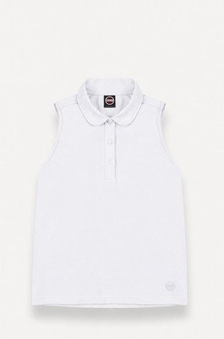 Sleeveless cotton-piqué polo shirt