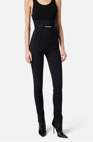 Hlače od krep tkanine s cjevastim remenom