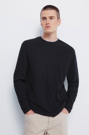 Strukturirana majica dugih rukava s dvostrukim ovratnikom