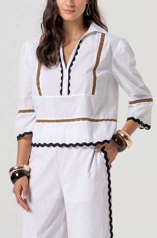 Pamučna bluza s kontrastnim prugama