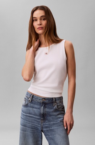 Rebrasta majica bez rukava s izrezanim detaljem straga