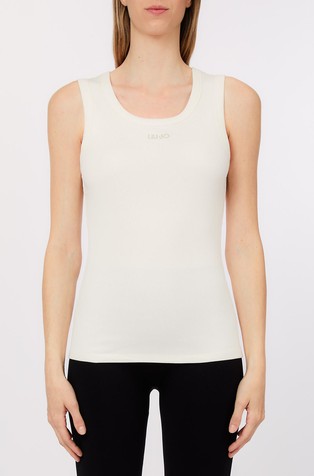 Ribbed tank top with logo embroidery