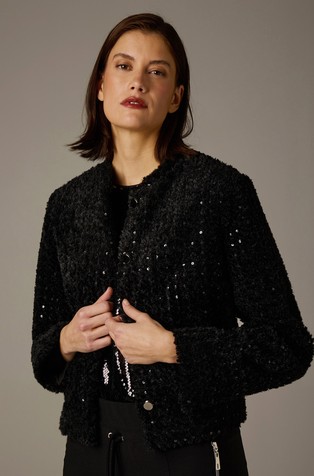 Jakna od umjetnog krzna sa šljokicama