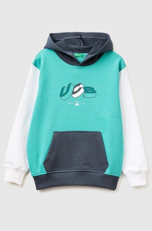 Colour block hooded sweatshirt with logo