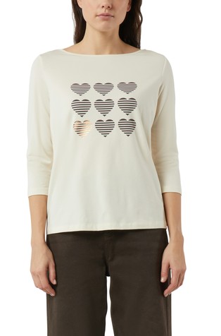 T-shirt with 3/4 sleeves and shiny print