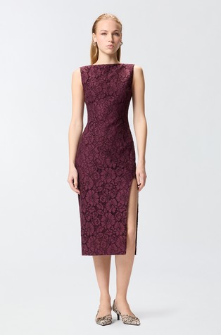 Lace dress with plunging rear neckline