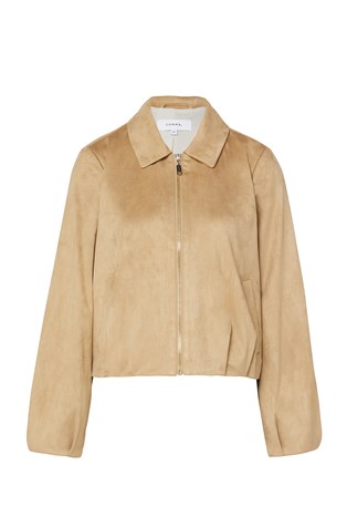 Suede-look blouson jacket with pleat details