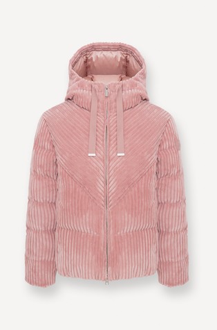 Vodoodbojna baršunasta jakna punjena paperjem s kapuljačom