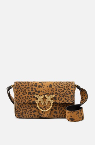 Manja torbica od brušene kože s leopard uzorkom