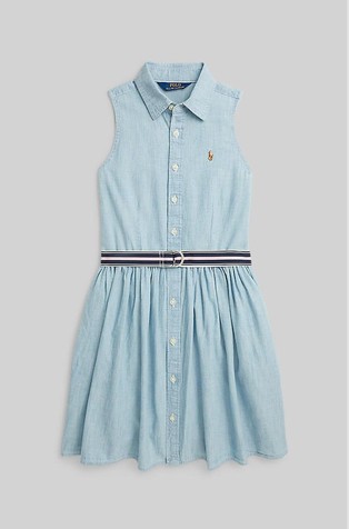 Pamučna košulja-haljina bez rukava s remenom