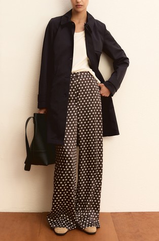Patterned wide fit trousers