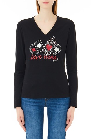 Majica s otiskom i ukrasnim kamenčićima