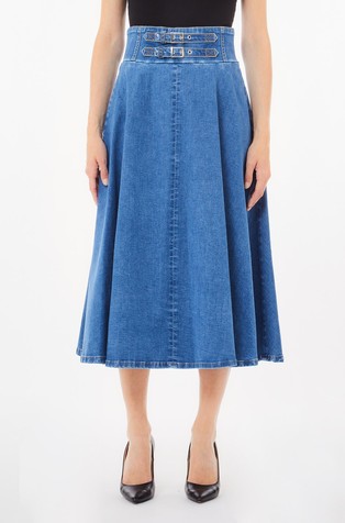 Zvonasta denim suknja