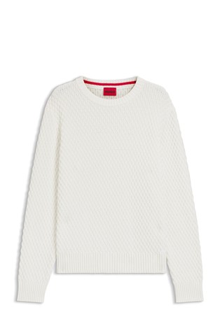 Pleten pamučni pulover s 3D-strukturom