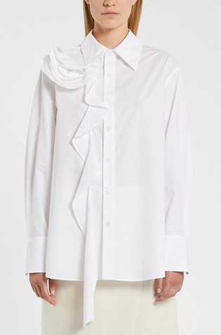 Pamučna košulja s aplikacijom cvijeta i volanom