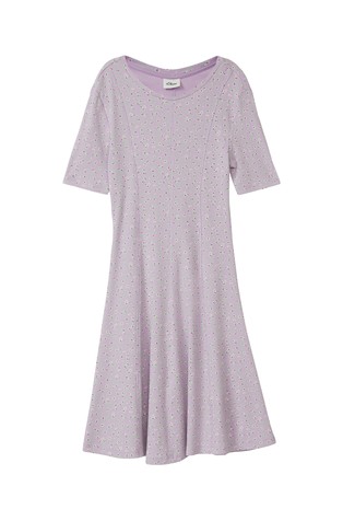 Floral dress with ribbed structure