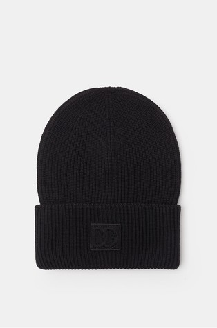 Ribbed wool blend knit hat with logo