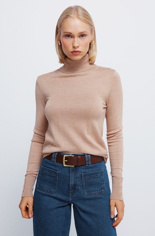 high neck jumper with buttons on cuffs