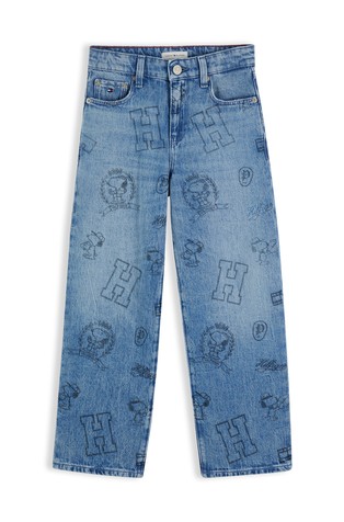 Snoopy® loose fit jeans hlače s otiskom i ispranim izgledom