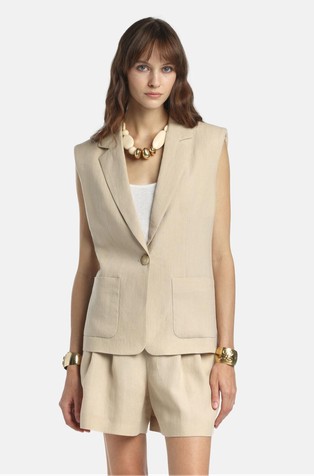 Sleeveless blazer in linen