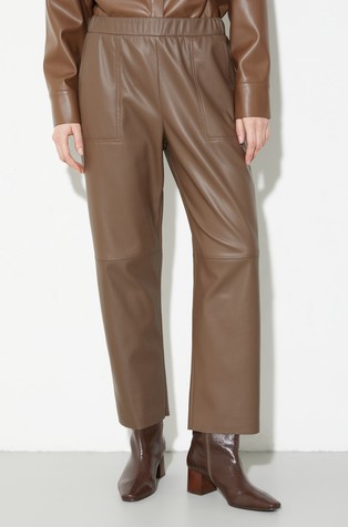 Cropped coated-jersey trousers