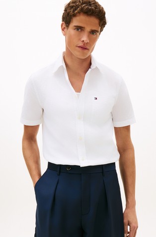 Regular Fit Cotton Seersucker Short Sleeve Shirt