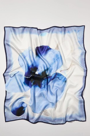 Floral silk-twill scarf