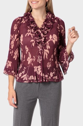 Printed pleated shirt