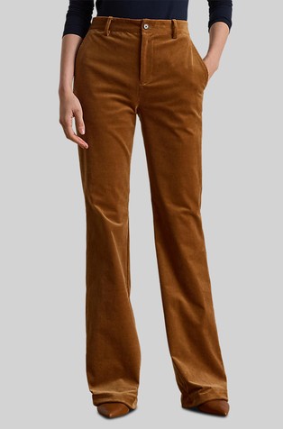 Zvonaste baršunaste hlače s visokim strukom