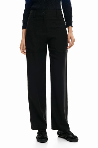 Straight fit hlače s našivenim džepovima