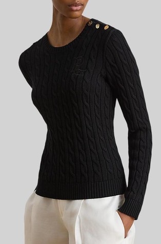 Button-trim Cable-knit Sweater
