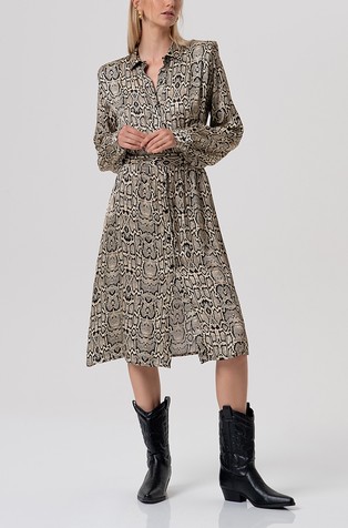 Chemisier dress middle length with animalier pattern