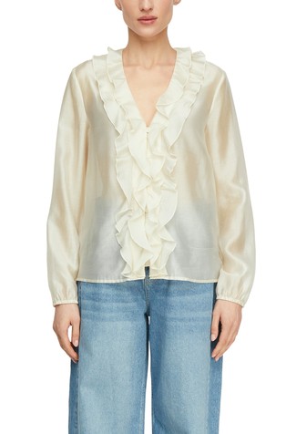 Satin blouse with flounces
