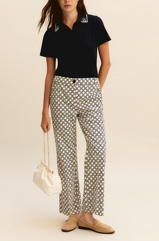 Straight fit patterned trousers