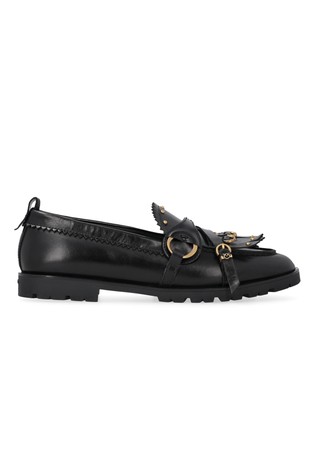 Leather loafers with studs