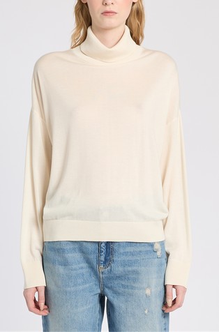 Soft lyocell polo-neck jumper